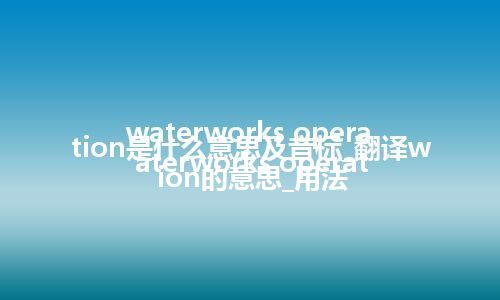 waterworks operation是什么意思及音标_翻译waterworks operation的意思_用法
