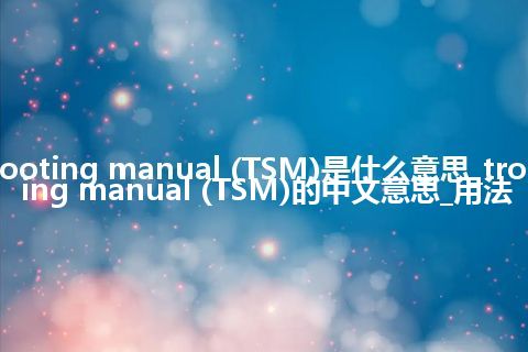 troubleshooting manual (TSM)是什么意思_troubleshooting manual (TSM)的中文意思_用法