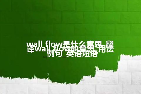 wall flow是什么意思_翻译wall flow的意思_用法_例句_英语短语