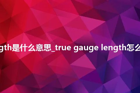 true gauge length是什么意思_true gauge length怎么翻译及发音_用法