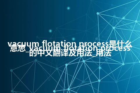 vacuum flotation process是什么意思_vacuum flotation process的中文翻译及用法_用法