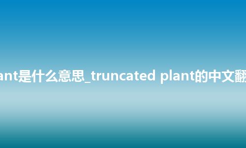 truncated plant是什么意思_truncated plant的中文翻译及音标_用法