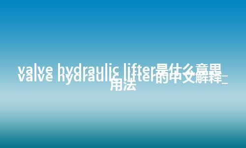 valve hydraulic lifter是什么意思_valve hydraulic lifter的中文解释_用法