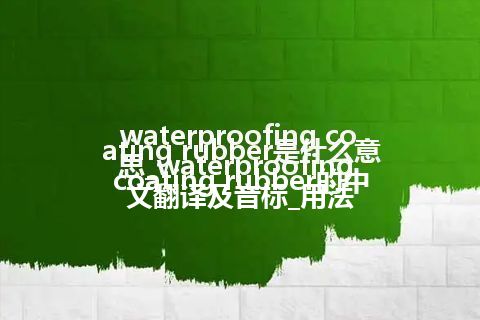 waterproofing coating rubber是什么意思_waterproofing coating rubber的中文翻译及音标_用法