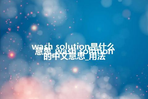 wash solution是什么意思_wash solution的中文意思_用法