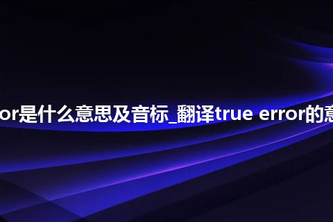 true error是什么意思及音标_翻译true error的意思_用法
