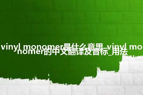 vinyl monomer是什么意思_vinyl monomer的中文翻译及音标_用法