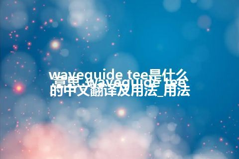 waveguide tee是什么意思_waveguide tee的中文翻译及用法_用法