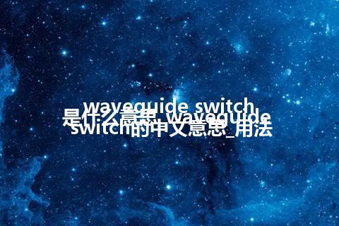 waveguide switch是什么意思_waveguide switch的中文意思_用法