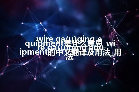 wire ga(u)ging equipment是什么意思_wire ga(u)ging equipment的中文翻译及用法_用法