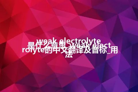 weak electrolyte是什么意思_weak electrolyte的中文翻译及音标_用法