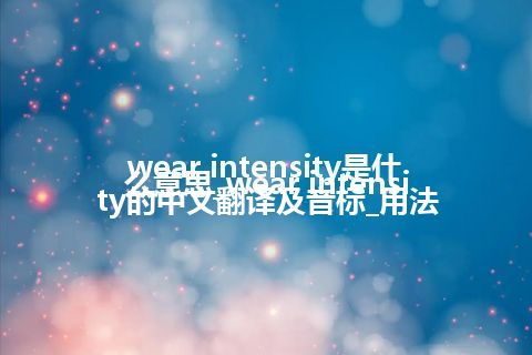 wear intensity是什么意思_wear intensity的中文翻译及音标_用法
