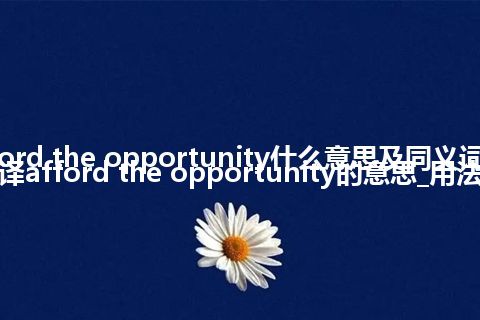 afford the opportunity什么意思及同义词_翻译afford the opportunity的意思_用法