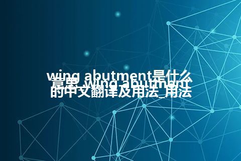 wing abutment是什么意思_wing abutment的中文翻译及用法_用法