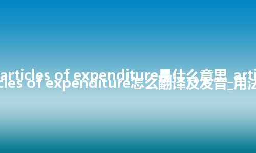 articles of expenditure是什么意思_articles of expenditure怎么翻译及发音_用法