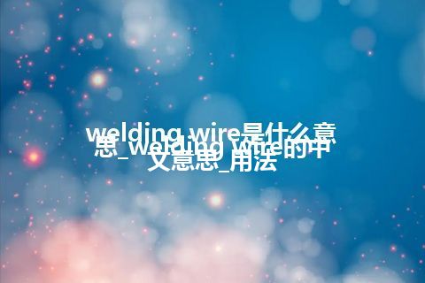 welding wire是什么意思_welding wire的中文意思_用法