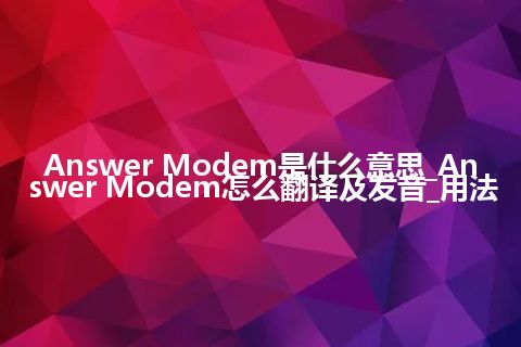 Answer Modem是什么意思_Answer Modem怎么翻译及发音_用法