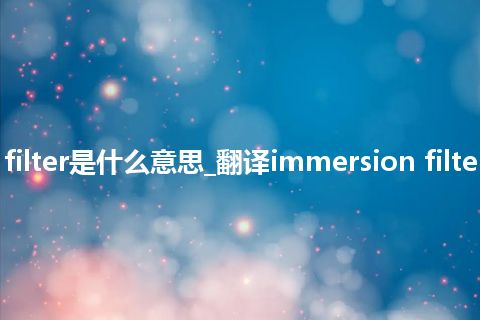 immersion filter是什么意思_翻译immersion filter的意思_用法