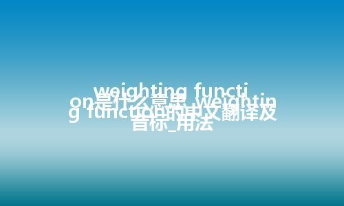 weighting function是什么意思_weighting function的中文翻译及音标_用法