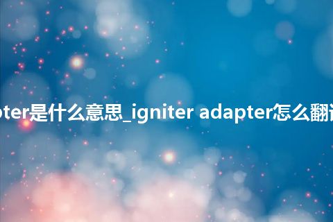 igniter adapter是什么意思_igniter adapter怎么翻译及发音_用法