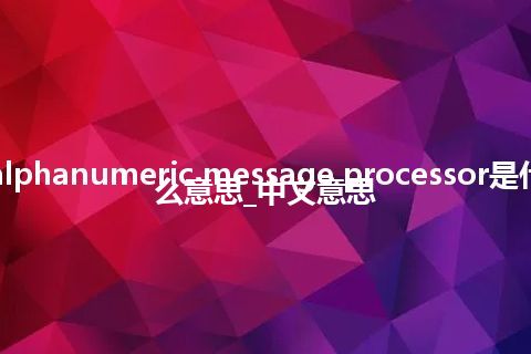 alphanumeric message processor是什么意思_中文意思