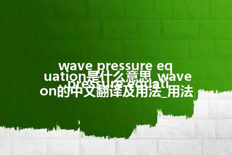 wave pressure equation是什么意思_wave pressure equation的中文翻译及用法_用法