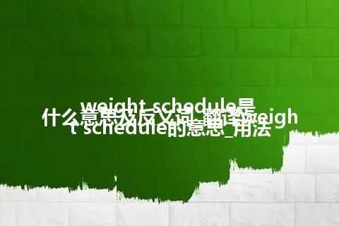 weight schedule是什么意思及反义词_翻译weight schedule的意思_用法