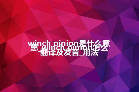 winch pinion是什么意思_winch pinion怎么翻译及发音_用法