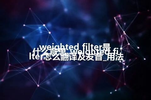 weighted filter是什么意思_weighted filter怎么翻译及发音_用法