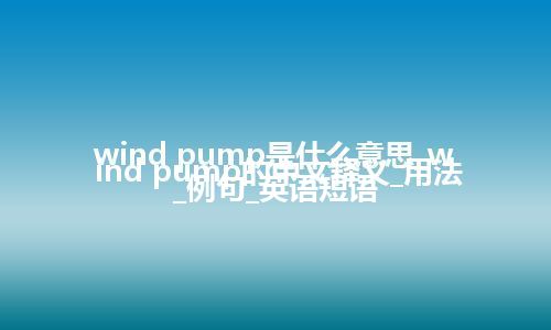 wind pump是什么意思_wind pump的中文释义_用法_例句_英语短语