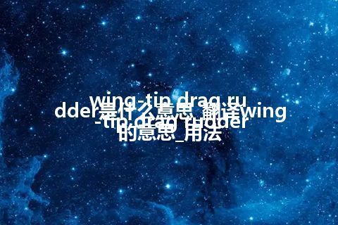 wing-tip drag rudder是什么意思_翻译wing-tip drag rudder的意思_用法