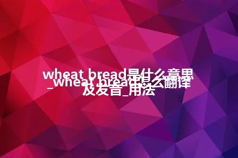wheat bread是什么意思_wheat bread怎么翻译及发音_用法