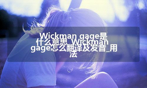 Wickman gage是什么意思_Wickman gage怎么翻译及发音_用法