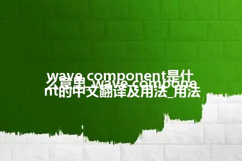 wave component是什么意思_wave component的中文翻译及用法_用法