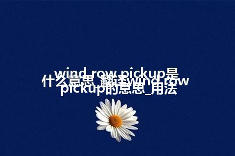 wind row pickup是什么意思_翻译wind row pickup的意思_用法