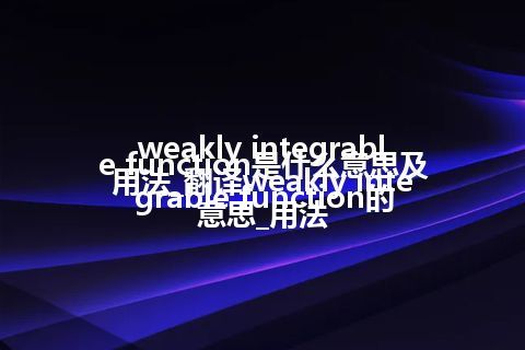 weakly integrable function是什么意思及用法_翻译weakly integrable function的意思_用法