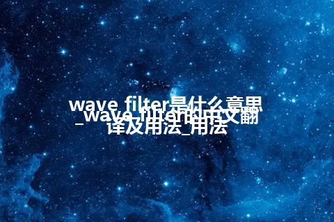wave filter是什么意思_wave filter的中文翻译及用法_用法