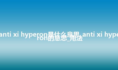 anti xi hyperon是什么意思_anti xi hyperon的意思_用法