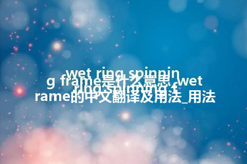 wet ring spinning frame是什么意思_wet ring spinning frame的中文翻译及用法_用法