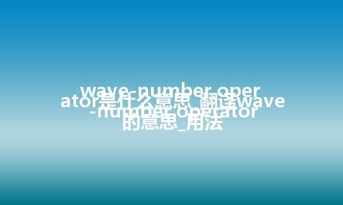 wave-number operator是什么意思_翻译wave-number operator的意思_用法