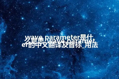 wave parameter是什么意思_wave parameter的中文翻译及音标_用法