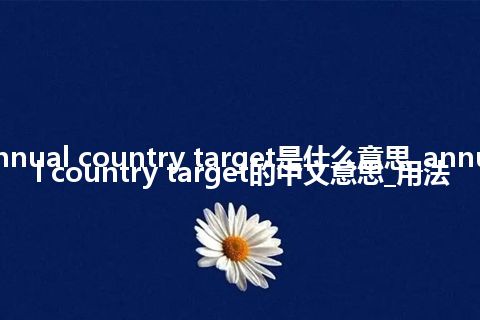 annual country target是什么意思_annual country target的中文意思_用法