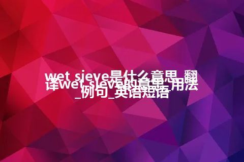 wet sieve是什么意思_翻译wet sieve的意思_用法_例句_英语短语