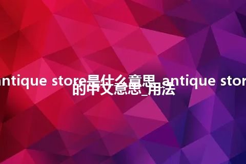 antique store是什么意思_antique store的中文意思_用法