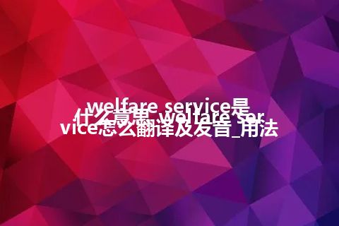 welfare service是什么意思_welfare service怎么翻译及发音_用法