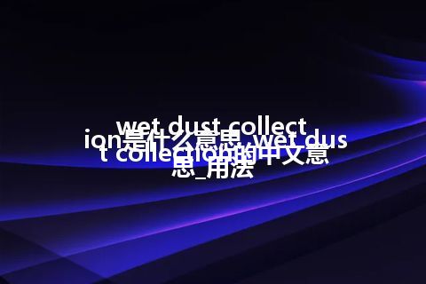wet dust collection是什么意思_wet dust collection的中文意思_用法