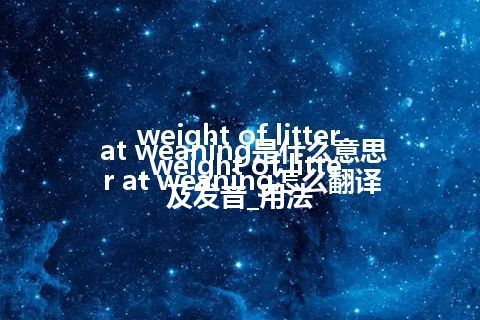 weight of litter at weaning是什么意思_weight of litter at weaning怎么翻译及发音_用法
