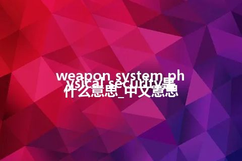 weapon system physical security是什么意思_中文意思