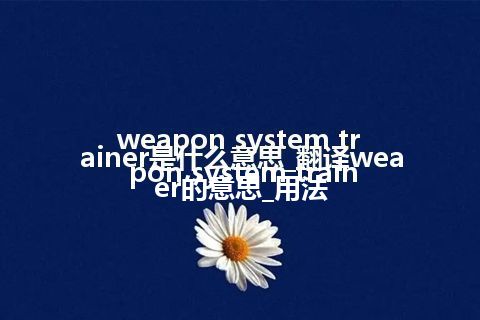 weapon system trainer是什么意思_翻译weapon system trainer的意思_用法