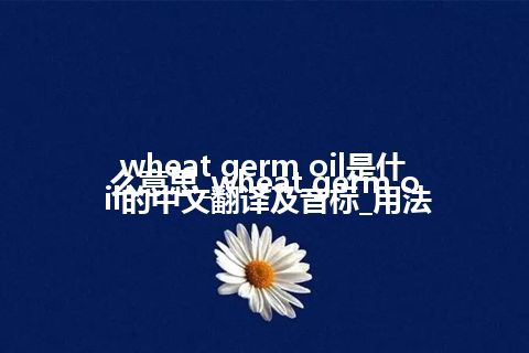 wheat germ oil是什么意思_wheat germ oil的中文翻译及音标_用法